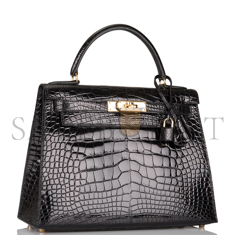 HERMÈS MASTER A SHINY ROSE SCHÉHÉRAZADE NILOTICUS CROCODILE SELLIER KELLY 28 WITH GOLD HARDWARE (28*22*10cm) 